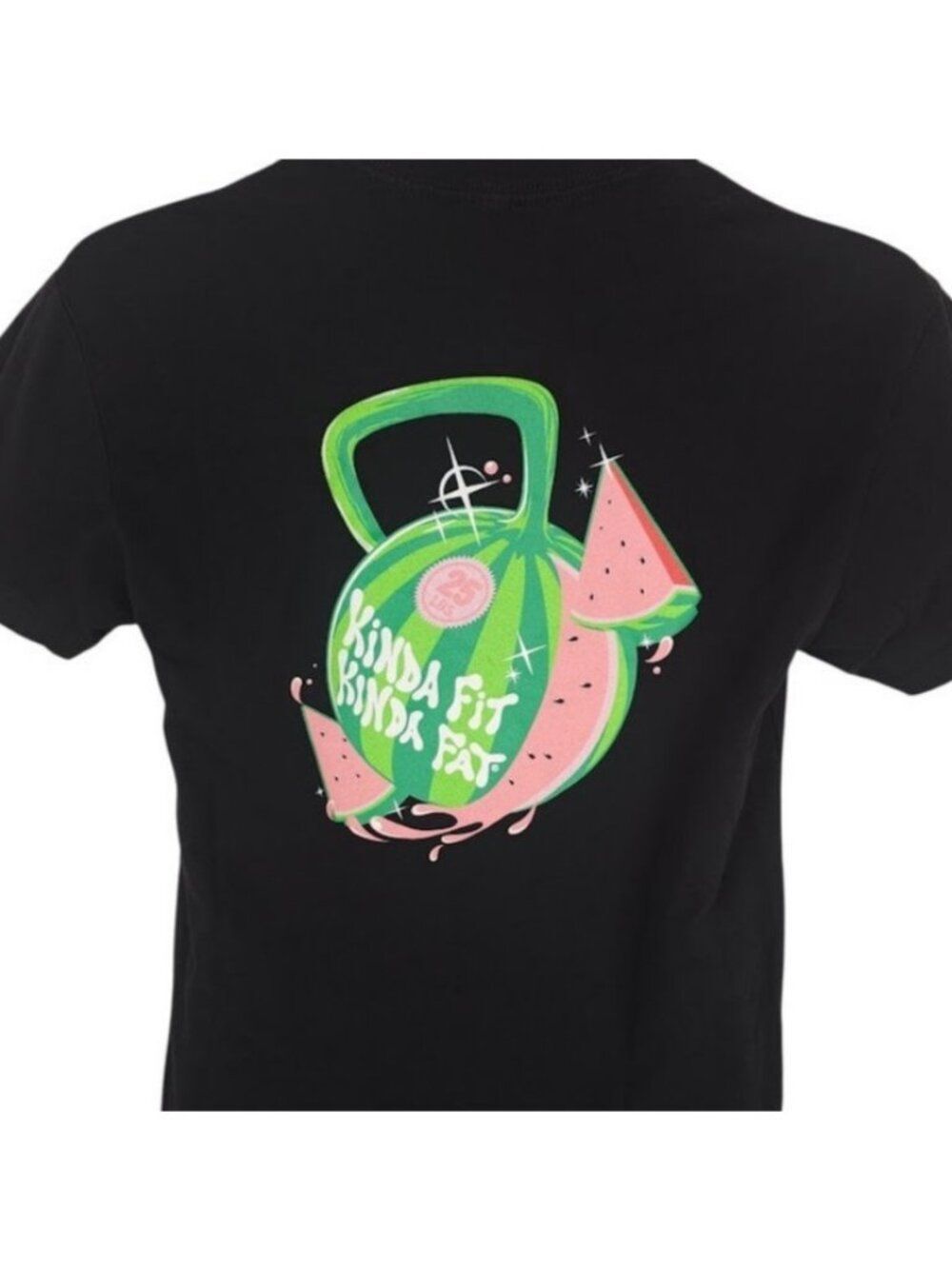 Kinda Fit Kinda Fat T Shirt Mens Size Small Black Watermelon Kettlebell Workout